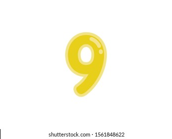 9 nine number yellow amber gold marmalade vector jelly glossy bright typography for web holiday event 