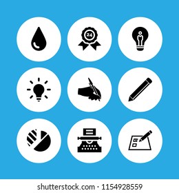 9 note icons in vector set. tear, sticker, pen and idea illustration for web and graphic design