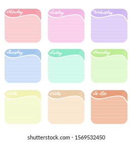 9 Notes with different pastel colors