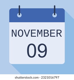 9. November Kalender, Vektorkalender.