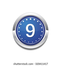 9 Number Circular Vector Blue Web Icon Button