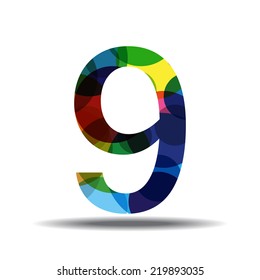 9 Number Circular Vector Colorful Web Icon Set Button