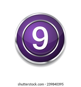 9 Number Circular Vector Purple Web Icon Button