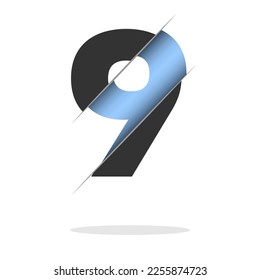9 number cut design for decorative design. 3d art wallpaper. Vintage vector ornament template.