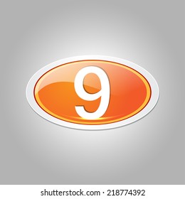 9 Number Elliptical Vector Orange Web Icon Button