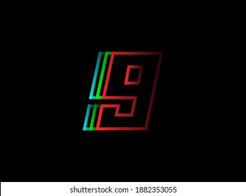 9 fuente de número rápido, logotipo de movimiento de velocidad. Diseño oblicuo futurista para   afiches de entrega, industriales, identificación de carreras y más