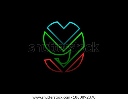 9 number font, vector design logo. Dynamic, rgb split-color, red, green, blue on black background. Eps10 illustration