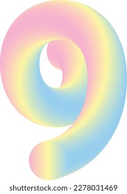 9 number with gradient color style font