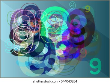 9 and Number graphic business of nine, view