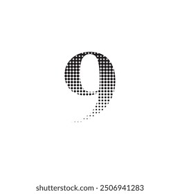 9 número de medio tono de efecto punteado logotipo icono Ilustración vectorial EPS