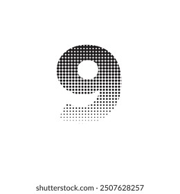 9 número de medio tono de efecto punteado logotipo icono Ilustración vectorial EPS
