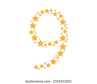 9 number logo design element 