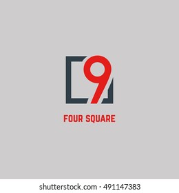 9 Number logo design vector