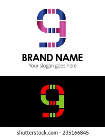9 number logo icon