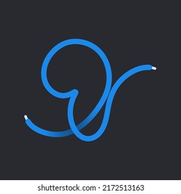 9 number made shoelace. Vector isolated font for app logo, sport design, creative template and more