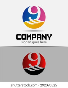 9, Number seven logo, symbol, icon, graphic, flat vector design template element
