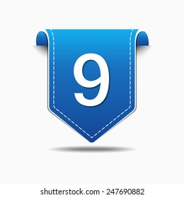 9 Number Vector blue Web Icon