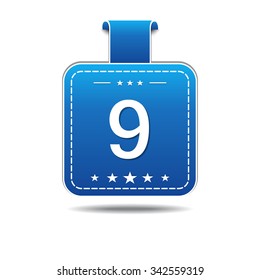 9 Number Vector blue Web Icon
