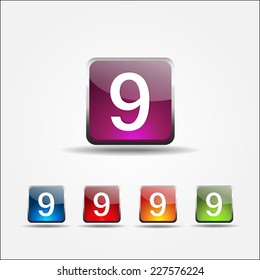 9 Number Vector Colorful Web Icon