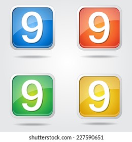 9 Number Vector Colorful Web Icon