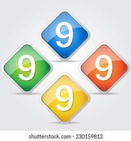 9 Number Vector Colorful Web Icon