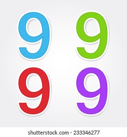 9 Number Vector Colorful Web Icon
