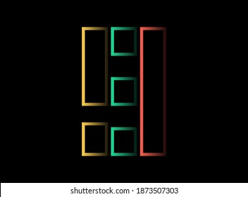 9 number vector design, font logo. Red, green, yellow color on black background. For social media,design elements, creative poster, web template and more