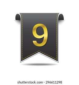 9 Number Vector golden Web Icon