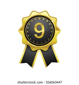9 Number Vector golden Web Icon