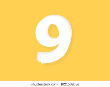 9 Tipo de letra vectorial de número, diseño de capas modernas. Ilustración Eps10             
