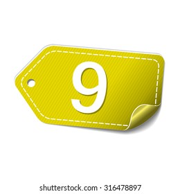 9 Number Vector Yellow Web Icon