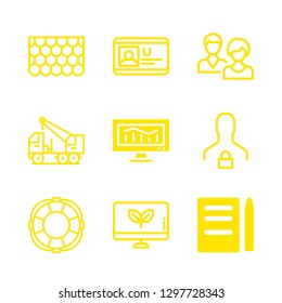 9 occupation icons with rescue and crane in this set