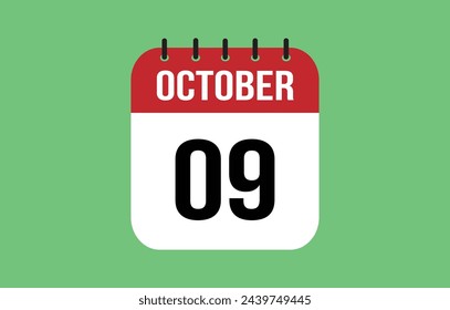 In: 9 October Calendar. In: October Calendar Illustration.