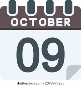 9 October Flat Vector Icon Design