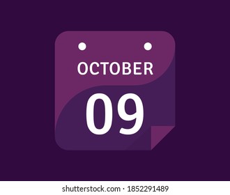 9 October, October 9 icon Single Day Calendar Vector illustration