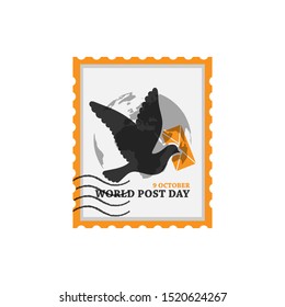 9 october world post day vector design image. world post day with postage image vector