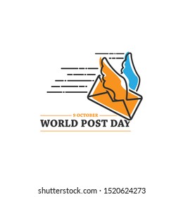 9 october world post day vector design image. world post day with wings mail vector