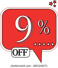 9% off Floating red balloon for promotional offers and discounts.