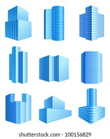 9 office buildings icons set. EPS 10. File contains transparencies!