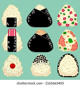 9 Onigiri set 2 in cartoon style