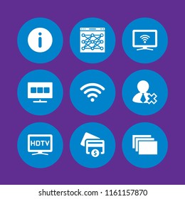 9 online icons in vector set. hd, internet, smart tv and seo and web illustration for web and graphic design