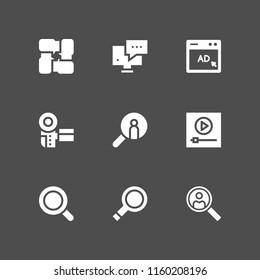 9 optimization icons in vector set. seo and web, search and browser illustration for web and graphic design