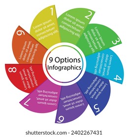 9 opción o paso infografía circular
