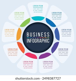 9 Options Infographic circle design 9 steps, objects, elements or options information business infographic template