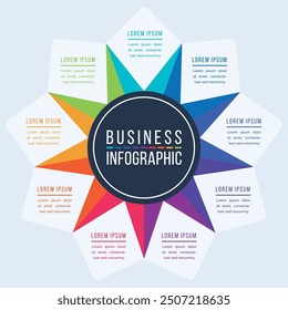 9 Opciones Diseño infográfico 9 Pasos, objetos, Elementos u opciones Plantilla de información empresarial