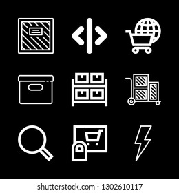 9 order icons with cart with boxes and e commerce search in this set