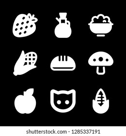 9 organic icons with rice and strawberry in this set