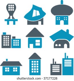 9 original houses. vector