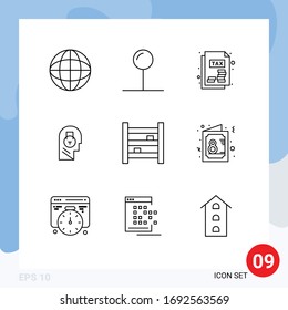 9 Outline concept for Websites Mobile and Apps kitchen; furniture; lock; cupboard; user Editable Vector Design Elements