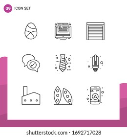 9 Outline concept for Websites Mobile and Apps business; mail; web; business; house Editable Vector Design Elements